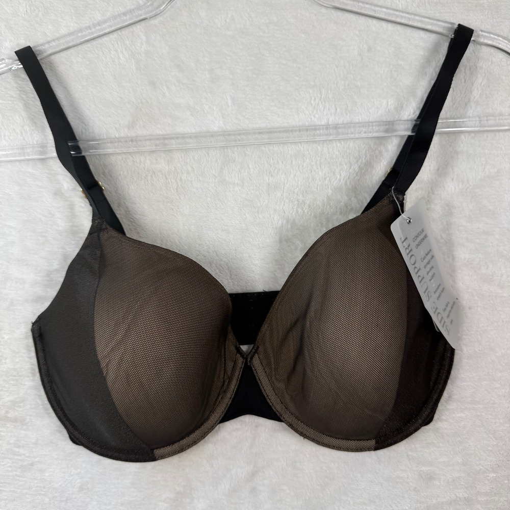 Natori Side Effect Support Contour Underwire‎ Bra Black Cafe 30DD 731311 NEW
